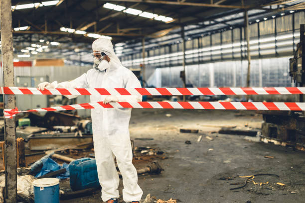 Professional Sewage Cleanup technician working in Hinckley, IL